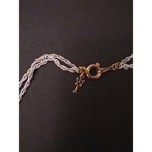 Vtg Crown Trifari Necklace white enamel on metal tassel butterfly floral READ - Picture 3 of 12